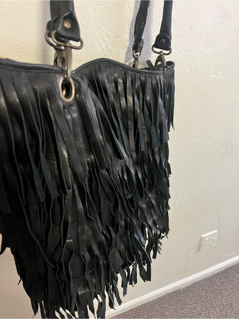 Black Fringe Tote Bag
